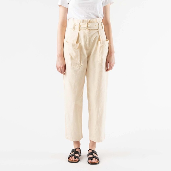 Caron Callahan Devon Pant highwaisted belted paperbag waist cotton 2 4 6 8 / S M - Picture 1 of 12
